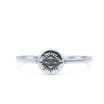 Classic Evil Eye Providence Double Pyramid Designer Oxidized Statement Band Thumb Ring